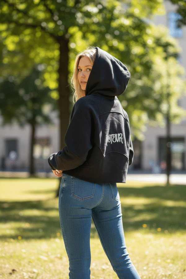 Cropped Zip-Through Hoodie