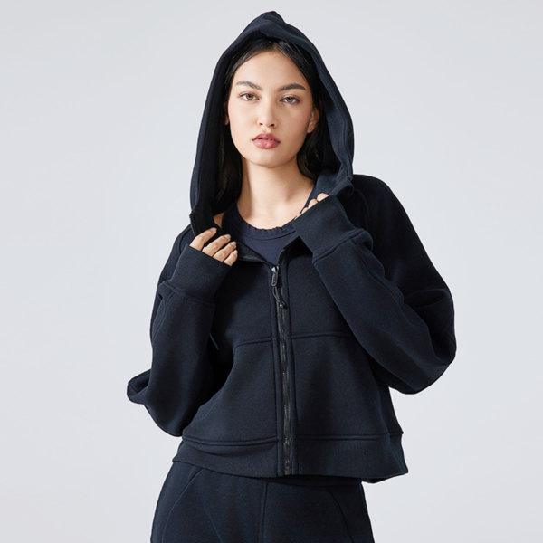 Cropped Zip-Through Hoodie