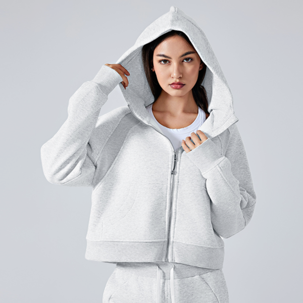 Cropped Zip-Through Hoodie